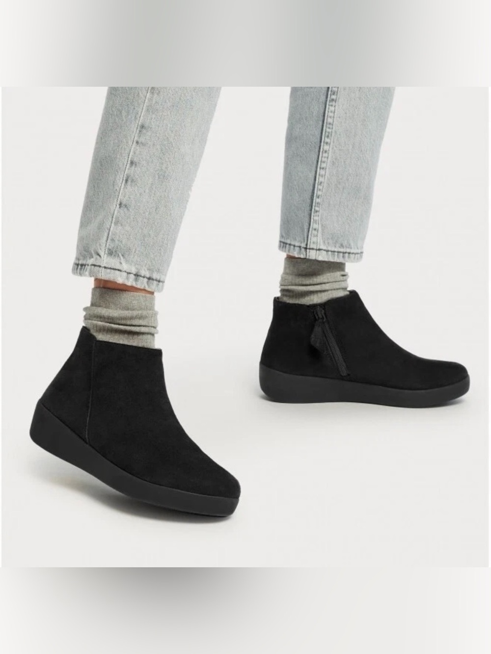 FITFLOP SUMI Ladies Ankle Suede Boots Black Sz EU36/US5 New